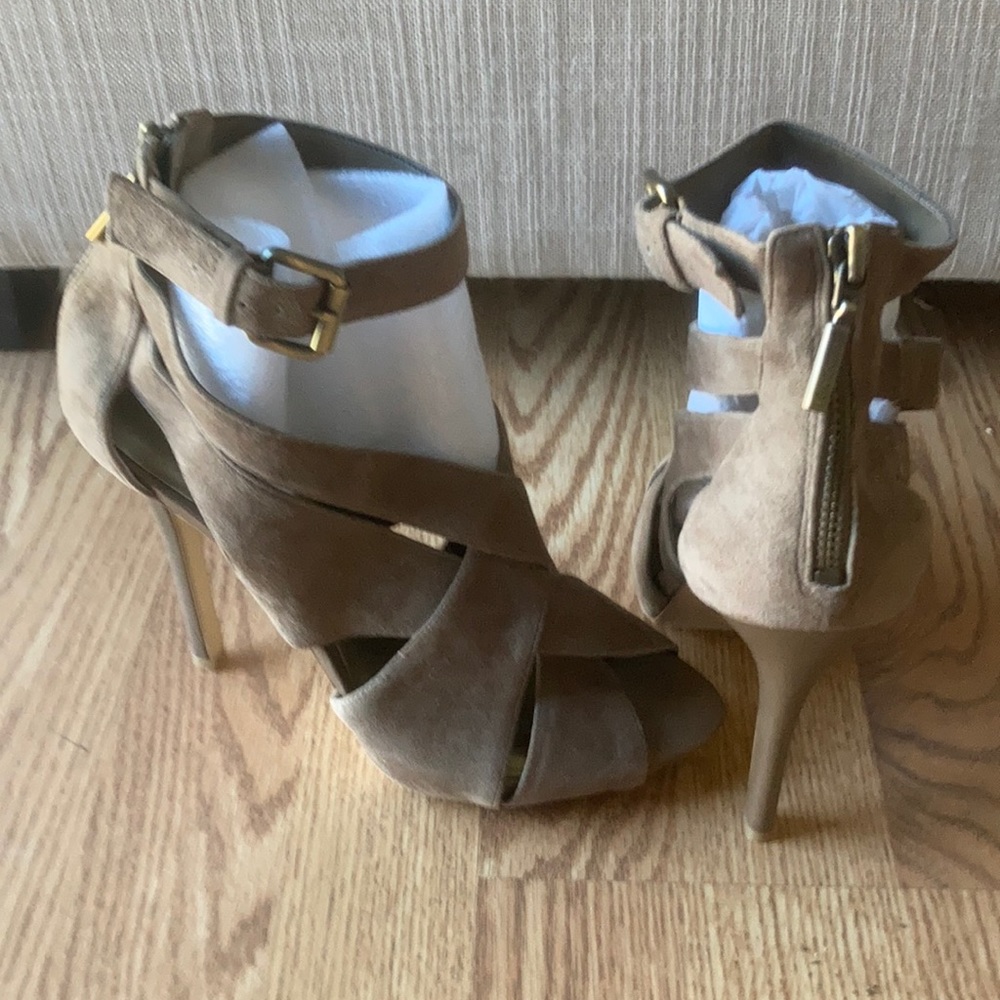 BCBGeneration Taupe Suede Ankle Shoes